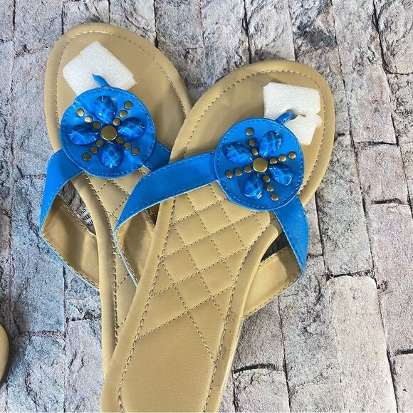 Colorful Summer Flip Flops Size Medium 7 - 8 Two Pair Summer Sandals Beaded - Picture 2 of 8